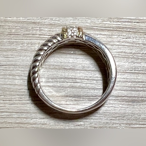 Vintage Designer Signed ATR Sterling Silver & 18K Gold Diamond Ring, Size 6 - Picture 6 of 12